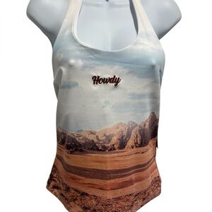 NWT VIBE’N Women’s Howdy Texas Desert Western Wild West Tank Top Large